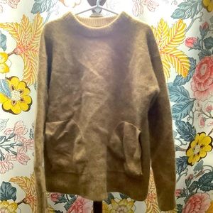 J. Crew Tan long sleeve fluffy shirt with 2 front pockets.